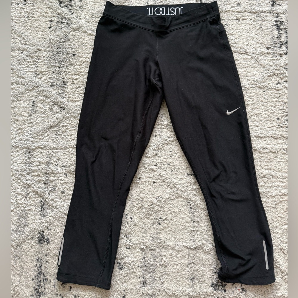 Nike Black Athletic Leggings with Swoosh Logo